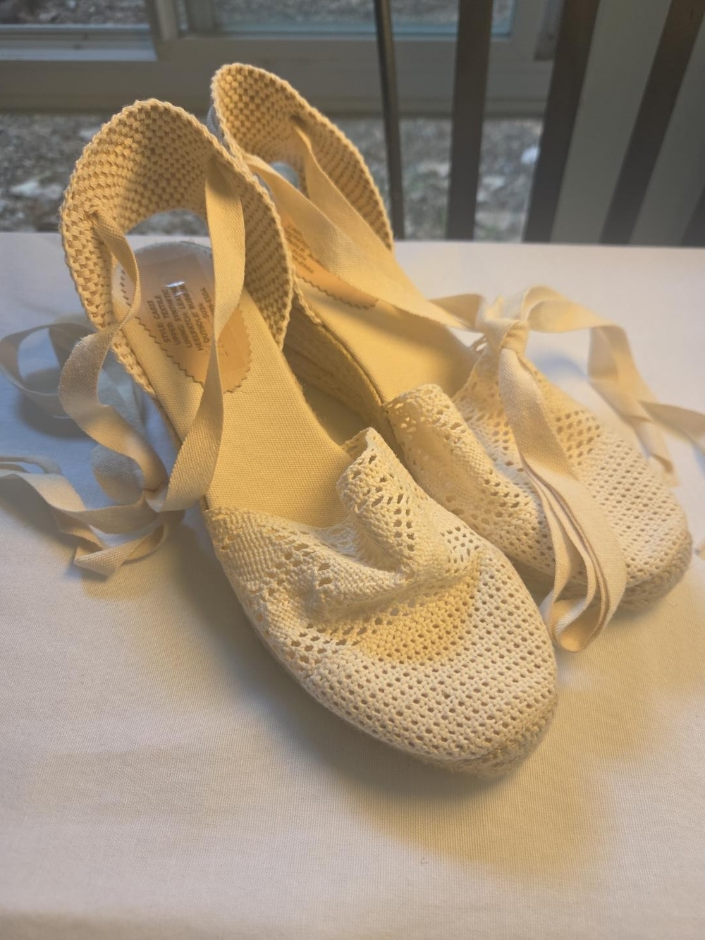 J.Crew Cream Crochet Espadrille Wedge Sandals Size 9.5
